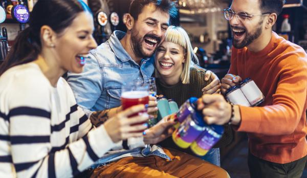Young people drinking beer